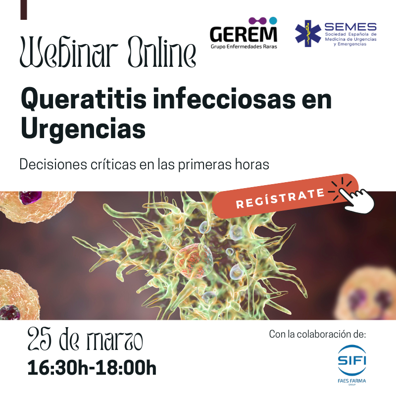 SEMES_'s tweet photo. 🆕Nueva webinar!!!

👁️🦠Un tema muy interesante nos espera el 25 de marzo a las 16:30h, en directo: Queratitis infecciosas en Urgencias👁️🦠

Regístrate: https://t.co/yLSC6V8kgV https://t.co/KEPxjRvQVp