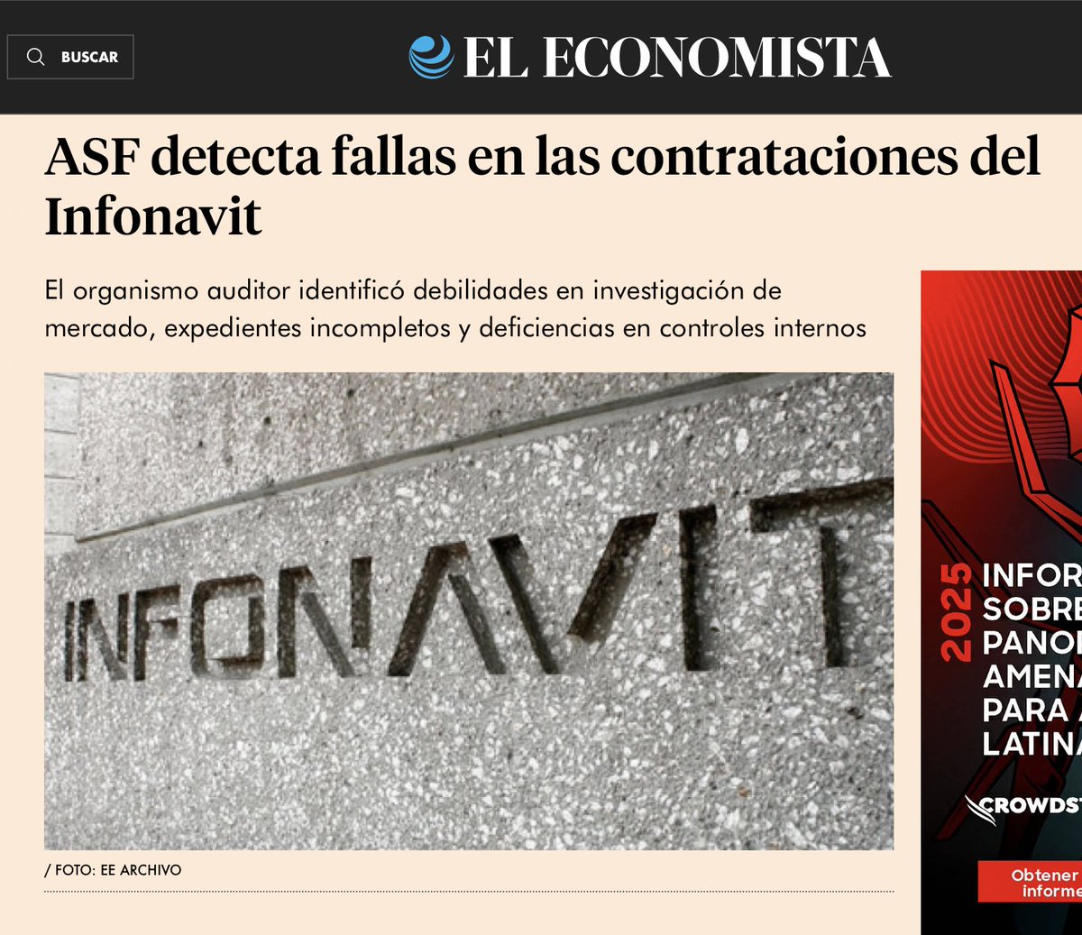 🚨 Corrupción en Infonavit.

La Auditoría confirmó que el <a href="/Infonavit/">Infonavit</a> que ahora dirige <a href="/OctavioRomero_O/">Octavio Romero</a> realizó pagos sin evidencias en contrataciones y fraudes en el Instituto del Fondo Nacional de la Vivienda para los Trabajadores (Infonavit).

Esta corrupción supera los 1,333