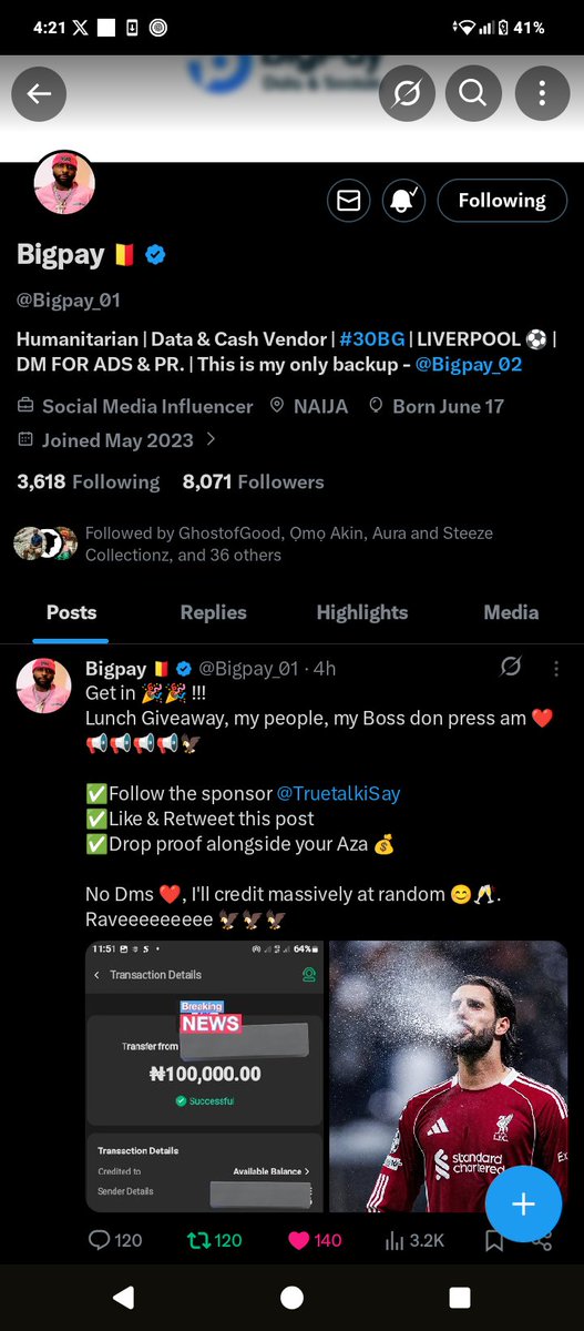 Kabolobari69082's tweet photo. @Bigpay_01 @TruetalkiSay Make this one reach me boss 

Opay
Amadi Kabolobari junior 
8128495860

God bless you richly https://t.co/WnYJTYrhmx