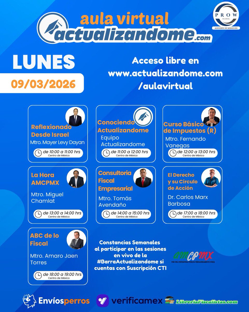 Buen día y buen inicio de semana, programación de hoy en la #BarraActualizandome acceso  libre en actualizandome.com/aulavirtual Los Esperamos ...