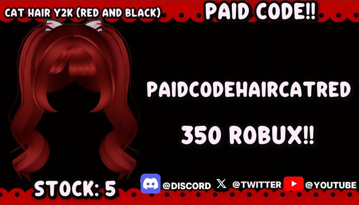 Paid Code!! ~~~~ The paid hair code used to cost 450 robux, now it's ...
