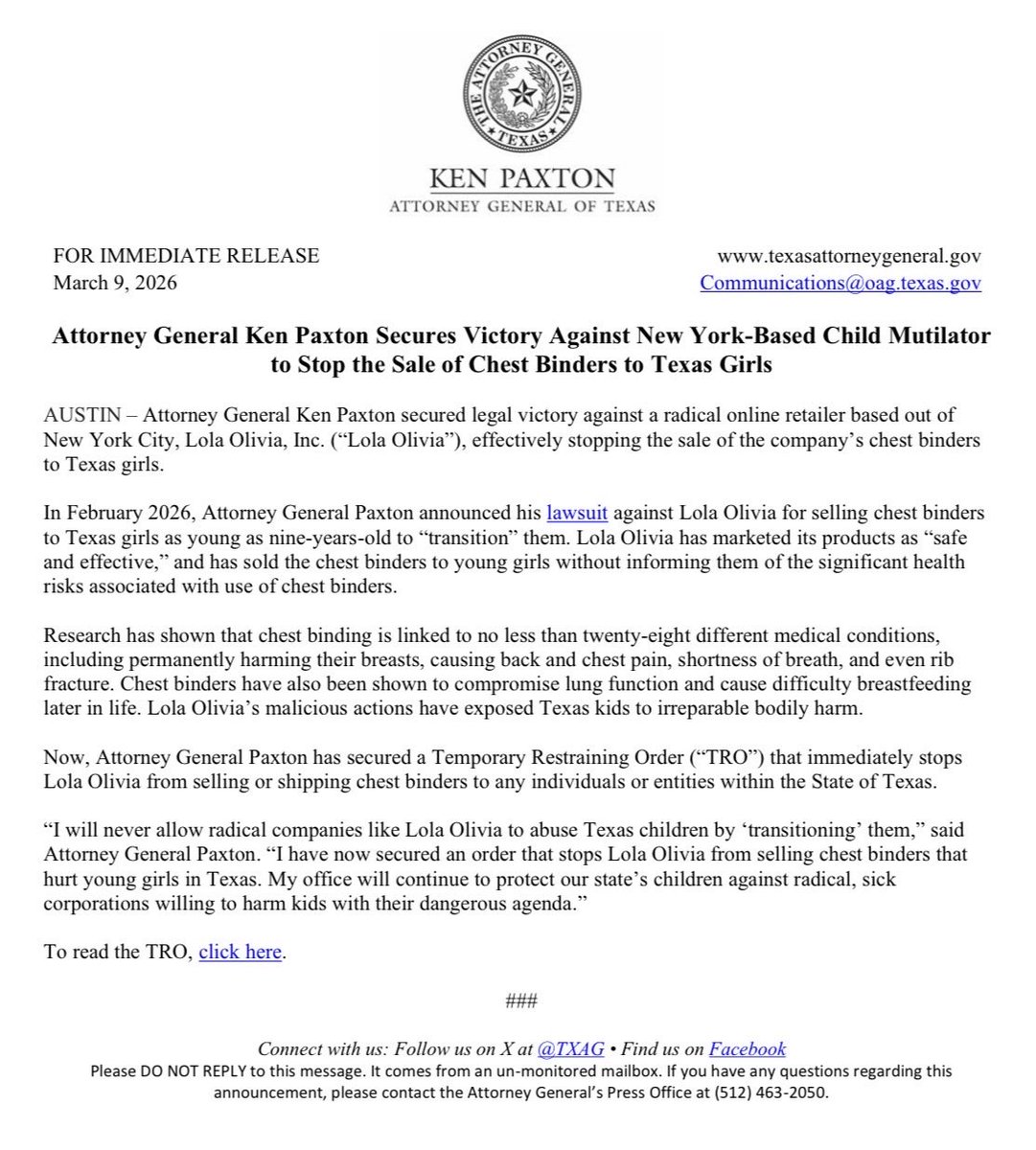 Attorney General Ken Paxton tweet media