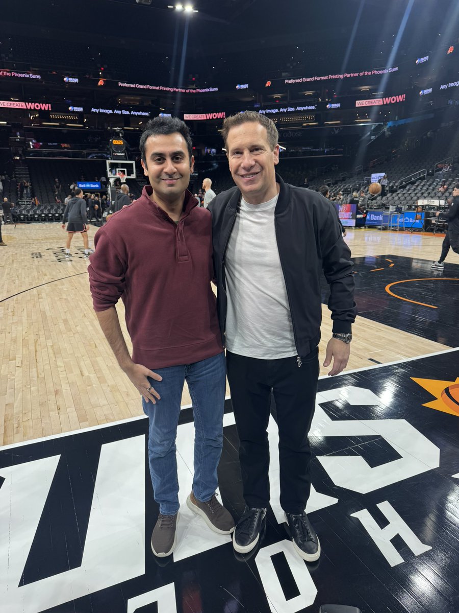 RomeenSheth's tweet photo. Had a great time watching the Phoenix Suns v. Chicago Bulls with my friend Mat Ishbia. Mat is the consummate operator - an insight per minute kind of guy.

Before the game started, we did a full lap around the arena. Mat wanted to make sure everything was to standard: fan experience, music, lighting, staffing, service quality. Every detail.

He didn't delegate the walk - he did it himself. When I asked him why he does it he had a simple answer: "I can't expect my team to hold themselves to a standard I don't hold myself to."

There are many lessons I've learned from Mat, but this one may be the most important. Always sweat the details. That's how you win.

That philosophy is how Mat built the largest mortgage lender in America. It's the same approach he's bringing to building a championship franchise in the NBA.