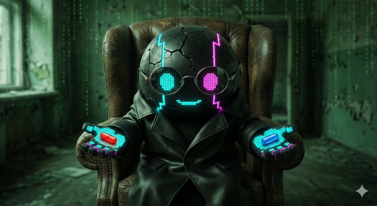 Will you take the red pill or the blue pill?
$glitch the matrix.