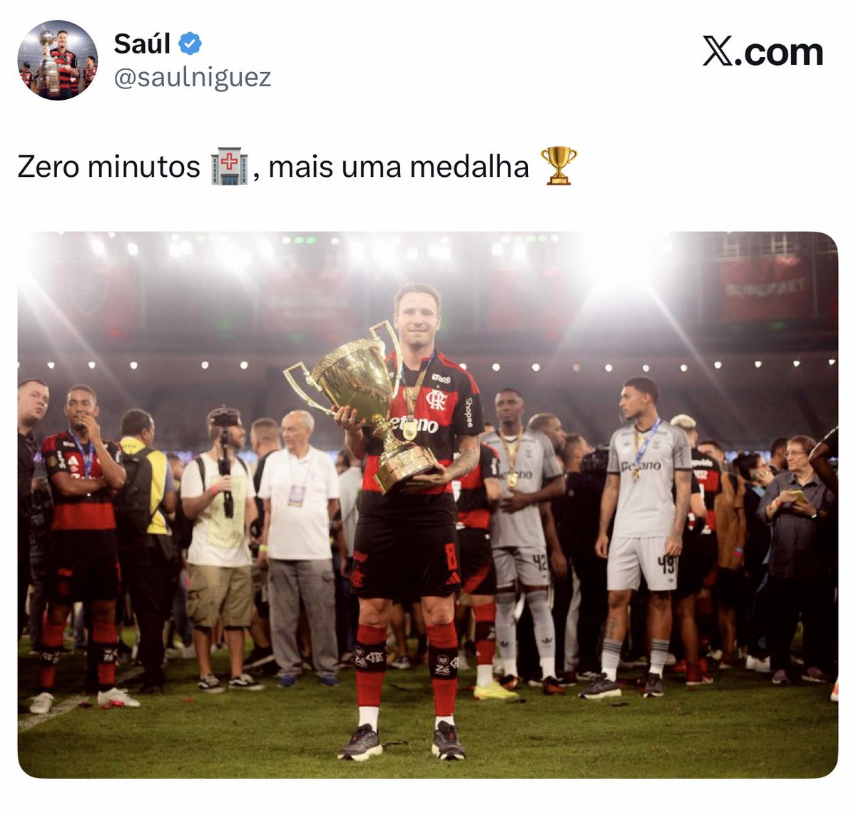 futebol_info's tweet photo. Post de Saúl, do Flamengo, após ser campeão carioca sem entrar em campo.

📸 Adriano Fontes/CRF https://t.co/JThC8K1yT0