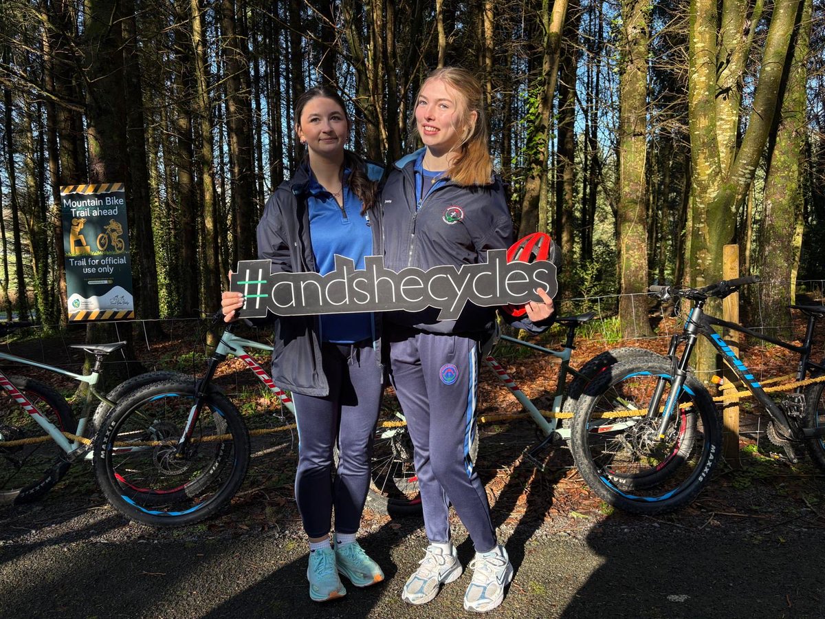 Pres_Carlow's tweet photo. Well done to Isobel and Aoife who recently participated in a trail biking event in Castlecomer Discovery Park. The @Pres_Carlow girls are involved in the national #AndSheCycles Campaign promoting and encouraging more girls to get involved in cycling. @GreenSchoolsIre @CeistTrust https://t.co/ZX7gQe6Ckv