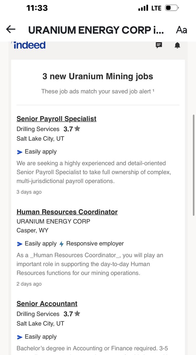 #Uranium #U308 #Jobs #Investing take advantage of the fire sale. Hiring in the sector is a very good sign of what’s to come.