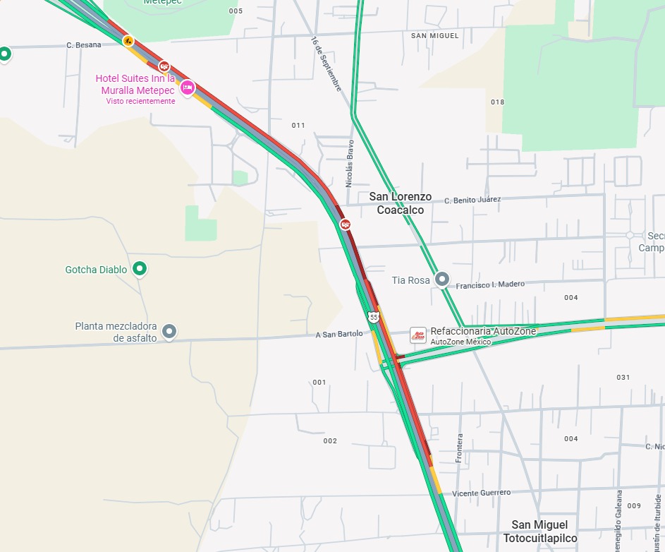 #ReporteVial 📢

Se registra un accidente en la carretera Toluca – Tenango de Arista 🛣️, a la altura de #Metepec 📍.

El incidente genera una afectación vial de más de 2 kilómetros de fila 🚗🚚💨. Dirección #Toluca.

Se reporta tránsito lento en la zona; se recomienda extremar