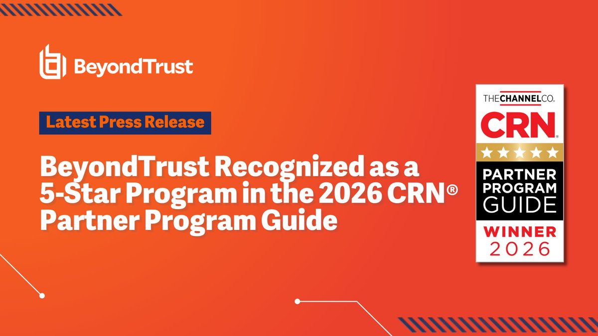 julibVA's tweet photo. Excited to share that BeyondTrust earned 5-Star recognition in the 2026 CRN Partner Program Guide from CRN, a brand of The Channel Company.

Proud to be part of a team that’s investing in our partners and helping customers secure their Paths to Privilege™. 👏 https://t.co/DnI58IIm6I