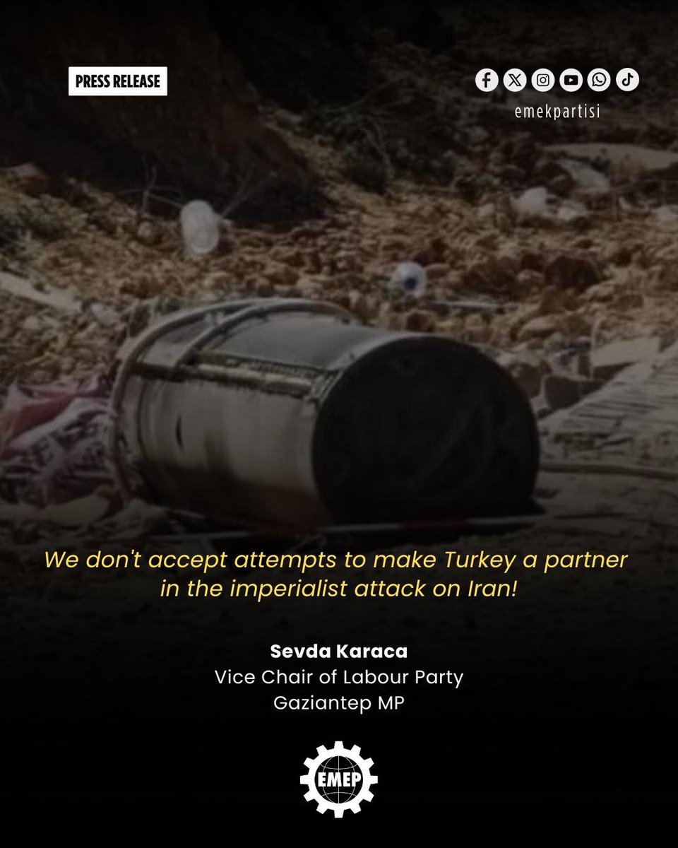 We reject attempts to make Turkey a partner in the imperialist attack on Iran! 

The missile fragments that fell in Gaziantep clearly show that the imperialist–Zionist war is expanding across the Middle East and has now reached Turkey's borders. This is the direct result of the
