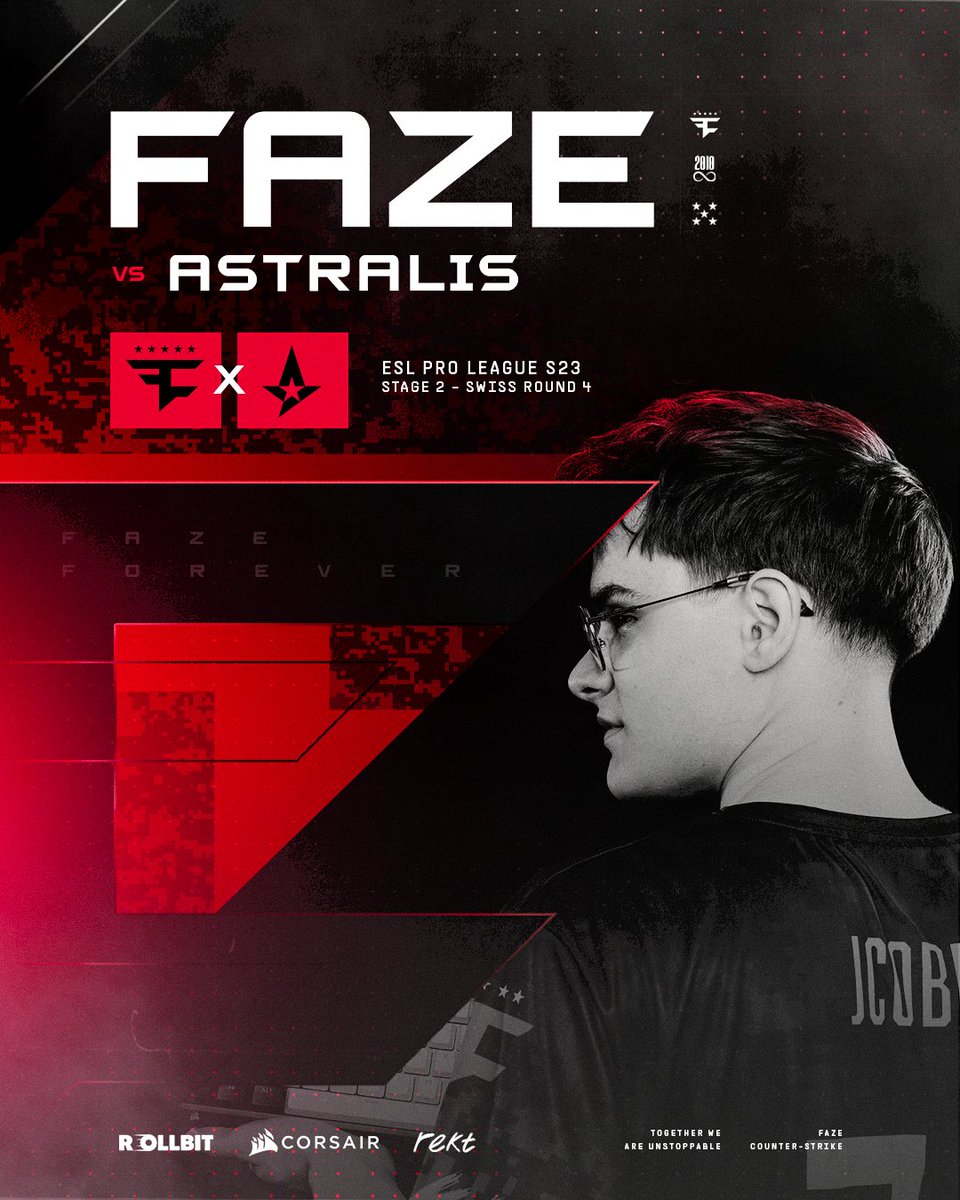 FaZeEsports's tweet image. Looking for another W 

⚔️ @AstralisCS 
🗺️ Dust2 / Ancient / Inferno
📺 twitch.tv/eslcs

#ESLProLeague | #FaZeUp