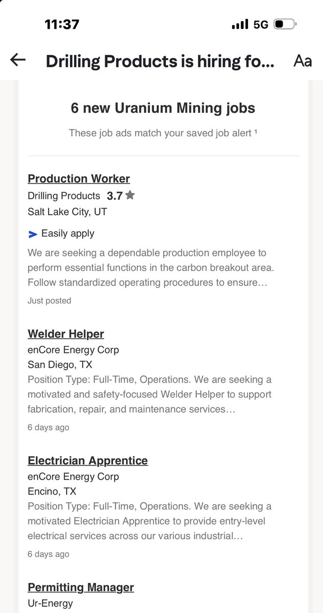 #uranium #U308 jobs in the U sector are opening up