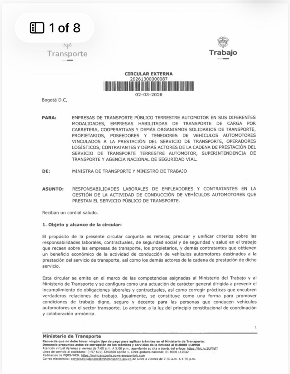 #TRANSPORTE | El Gobierno expidió una circular que recuerda a las empresas transportadoras de carga que los conductores tienen derecho a un salario que remunere su jornada laboral, al pago de horas extras y recargos nocturnos y festivos. 

Además, indica el Ministerio de