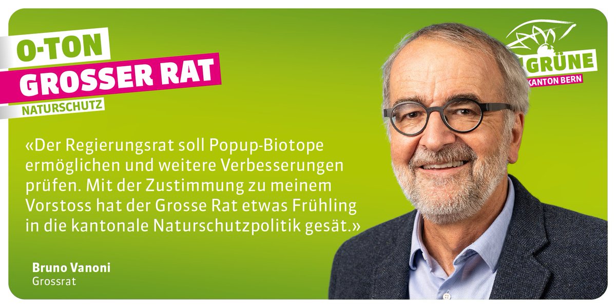 gruenebern's tweet photo. #Frühlingssession Nach dem Verzicht auf eine Naturschutzgesetzrevision soll der Regierungsrat konkrete Verbesserungen prüfen und gegebenenfalls auf Verordungsebene beschliessen. Der Grosse Rat hat diesem Vorstoss mehrheitlich als Postulat zugestimmt. 🗯️ @BrunoVanoni1 https://t.co/rEuaPVMRfV