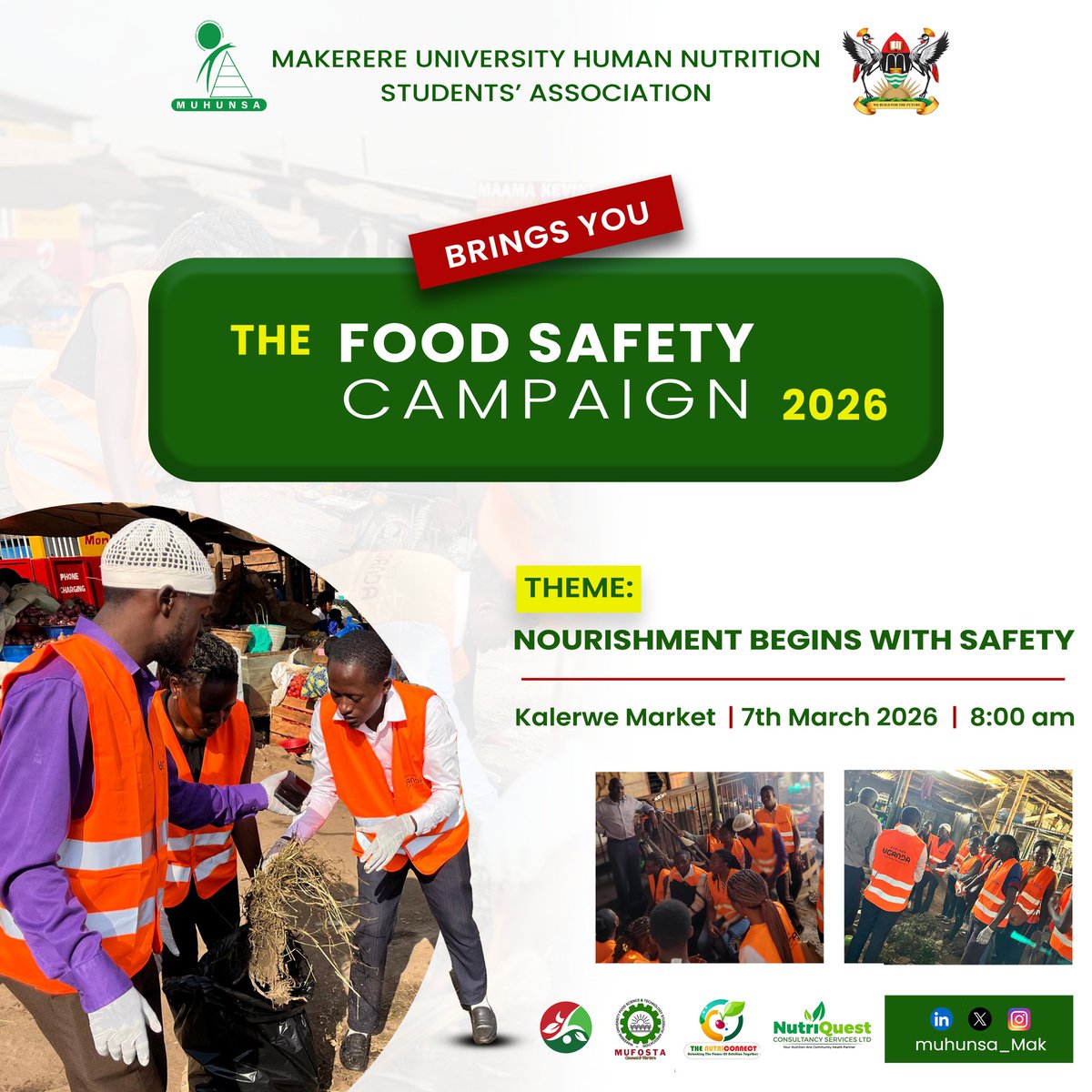 Muhunsa_MAK's tweet photo. As the Makerere University Human Nutrition Students' Association MUHUNSA . in partnership with MUFOSTA and NutriQuest Consultancy Services Ltd conducted a food safety campaign at kalerwe Market (Kajubi market).  We conducted a food safety campaign where we did thorough cleaning https://t.co/gqqVTpIhCx