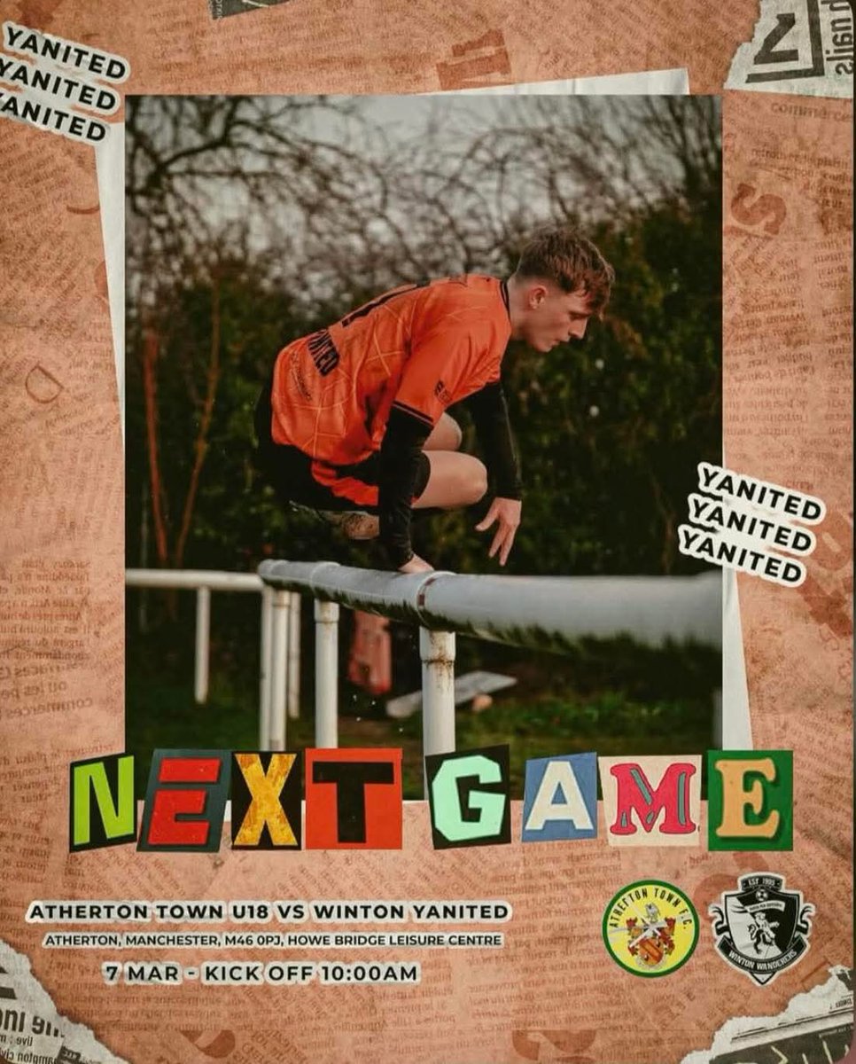 ArcHomesUK's tweet photo. @AthertonTownFC u18’s are playing Angry Ginge’s football team tomorrow morning 10am kick off. 

Behind #HoweBridge sports centre. 

Please come &amp; support one of our local football teams.

We would love as many people to come and watch as we can.  Angry Ginge will be in attendance https://t.co/aauAdWb5bn