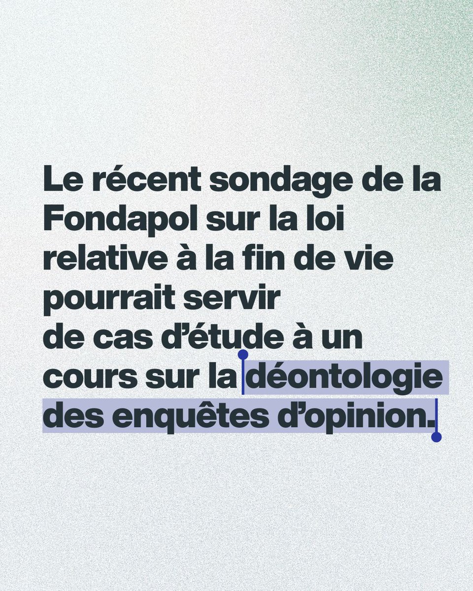 <a href="/koztoujours/">Erwan Le Morhedec</a> <a href="/julienduvivier6/">julien duvivier</a> <a href="/pier2kan/">Pierre Dekan 🇺🇦🇺🇦🇺🇦🇫🇲</a> <a href="/DominiqueReynie/">Dominique Reynié</a> <a href="/LeFigaroTV/">Le Figaro TV</a> Le récent sondage de la <a href="/Fondapol/">Fondation pour l’innovation politique</a> sur la loi relative à la fin de vie pourrait servir de cas d’étude à un cours sur la déontologie des enquêtes d’opinion. #findeVie
🔗 linkedin.com/feed/update/ur…