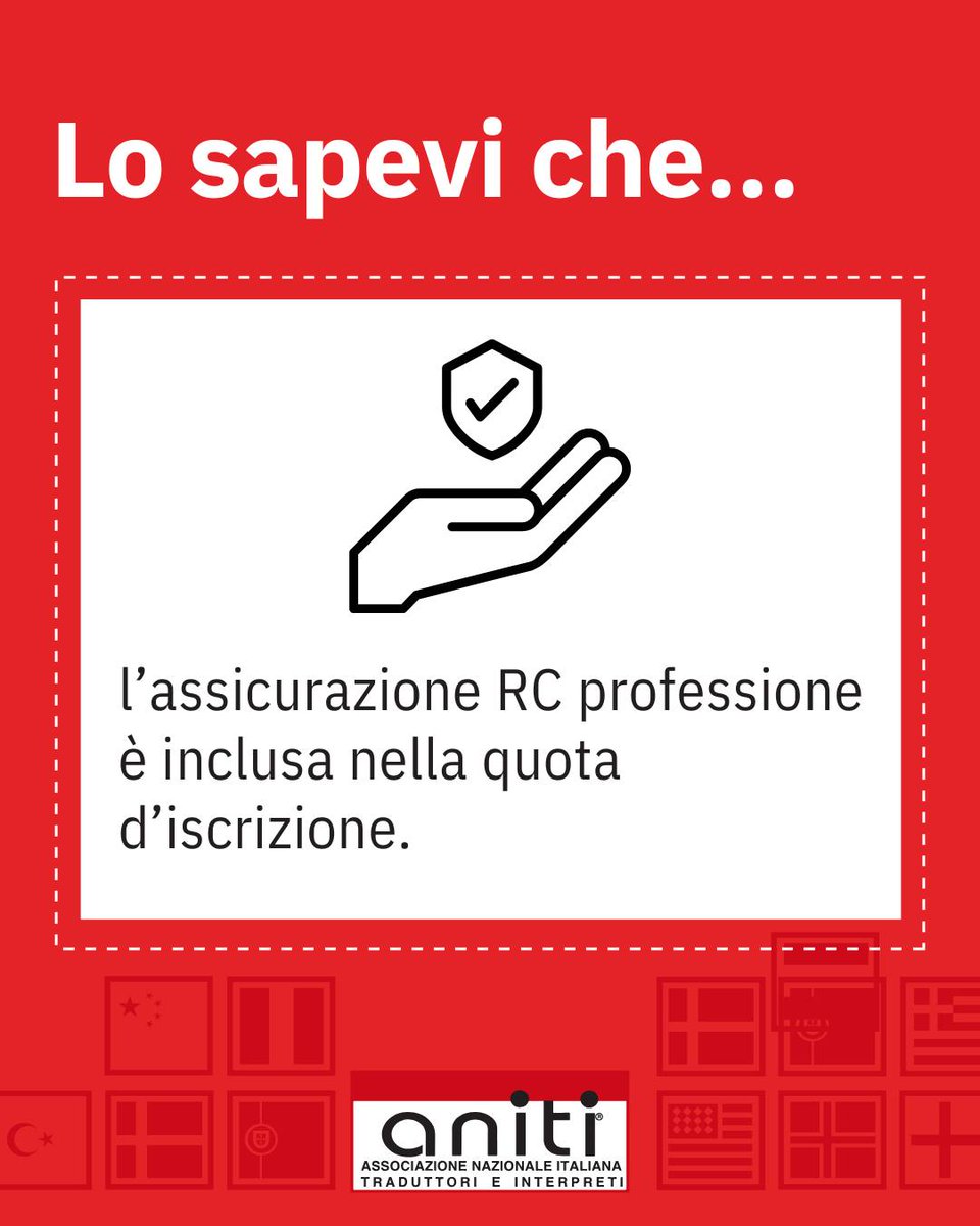 𝗗𝗶𝘃𝗲𝗻𝘁𝗮 𝘀𝗼𝗰𝗶𝗼 𝗔𝗡𝗜𝗧𝗜!
Nella quota di iscrizione abbiamo incluso anche l'assicurazione RC professionale.