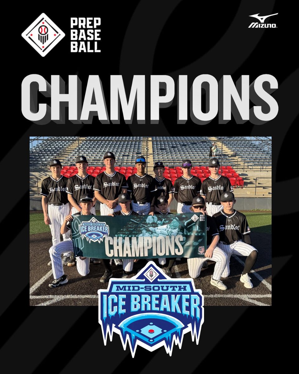 USAStadium's tweet image. 🏆CHAMPIONS🏆

Congratulations to the 2026 PBT Mid-South Ice Breaker 14U Champions, Sandlot 14u-Bagley!!!  

#PBTMidSouth | #IceBreaker