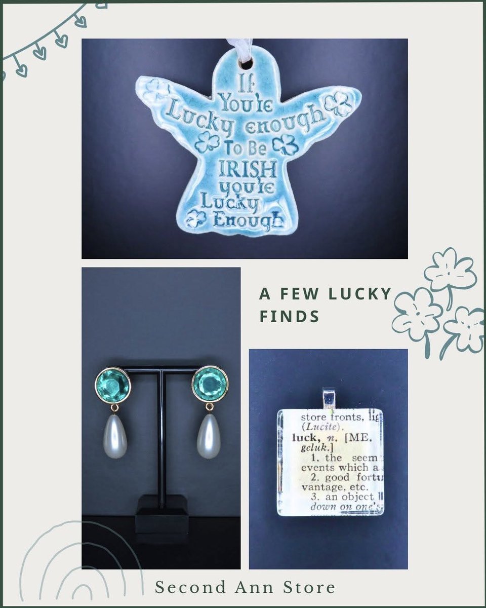 secondannstore's tweet image. ✨A few lucky finds🍀

From Irish-inspired keepsakes to emerald-toned jewelry, these pieces bring a little extra charm to the season.

Explore more one-of-a-kind treasures at
SecondAnnStore.com 

#SecondAnnStore #ShopWithSAS #LuckyFinds #VintageJewelry #StPatricksDayDecor