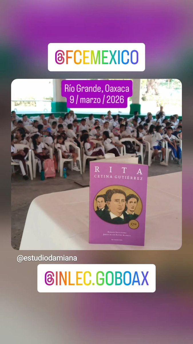 #RitaCetinaGutiérrez visita Río Grande, Oaxaca, acompañando al Instituto de la Lectura en la Ruta del Librobús del <a href="/FCEMexico/">Fondo de Cultura Económica</a>

#8M
#MujeresQueHicieronPatria