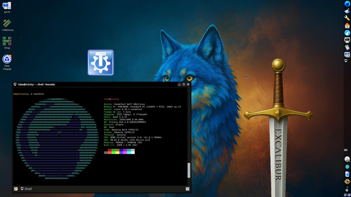 vendefoulwolf's tweet photo. The #TDE #Trinity Desktop performs better with #Xlibre and #OpenRC. Furthermore, with #Aconita and our personalized  kernel   for #Vendefoul #Wolf #Excalibur, you'll experience a smoothness and speed that will surprise you. https://t.co/zUcPQO8JUe https://t.co/f3gKXZknBz