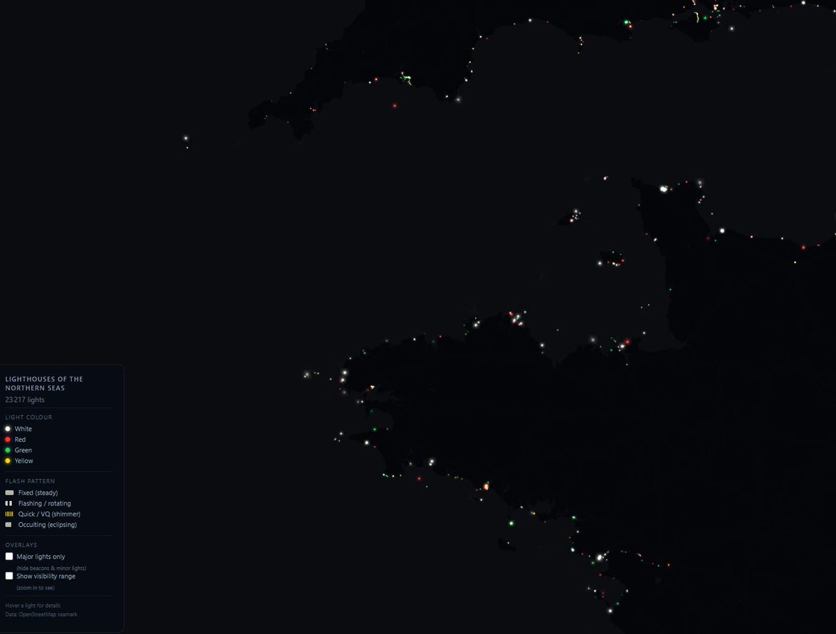 SerriesG's tweet photo. Lighthouses #Atlas : une super #carte représentant des côtes scintillantes la nuit, un monde sans nuages où tout est éteint, sauf les #phares. 
https://t.co/V1ma1yazPK https://t.co/hsm2TFLBxL