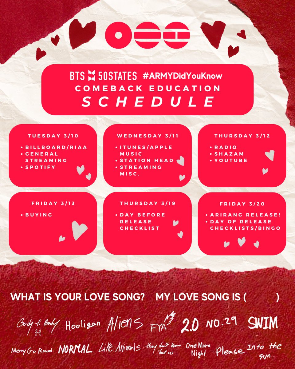 Are y'all ready for the comeback???

 If not, our comeback edu will be starting tomorrow!! Make sure you follow along!

#ARMYDidYouKnow
#BTS_ARIRANG
#BTS
<a href="/BTS_twt/">방탄소년단</a>