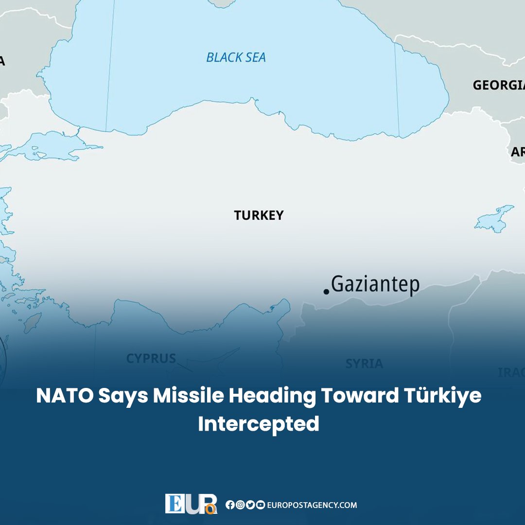 EuroPostAgency's tweet image. Alliance Air Defenses Shoot Down Missile Bound for Türkiye

NATO says allied systems intercepted another missile heading toward Türkiye, with debris reportedly falling near Gaziantep. 
#EuroPost