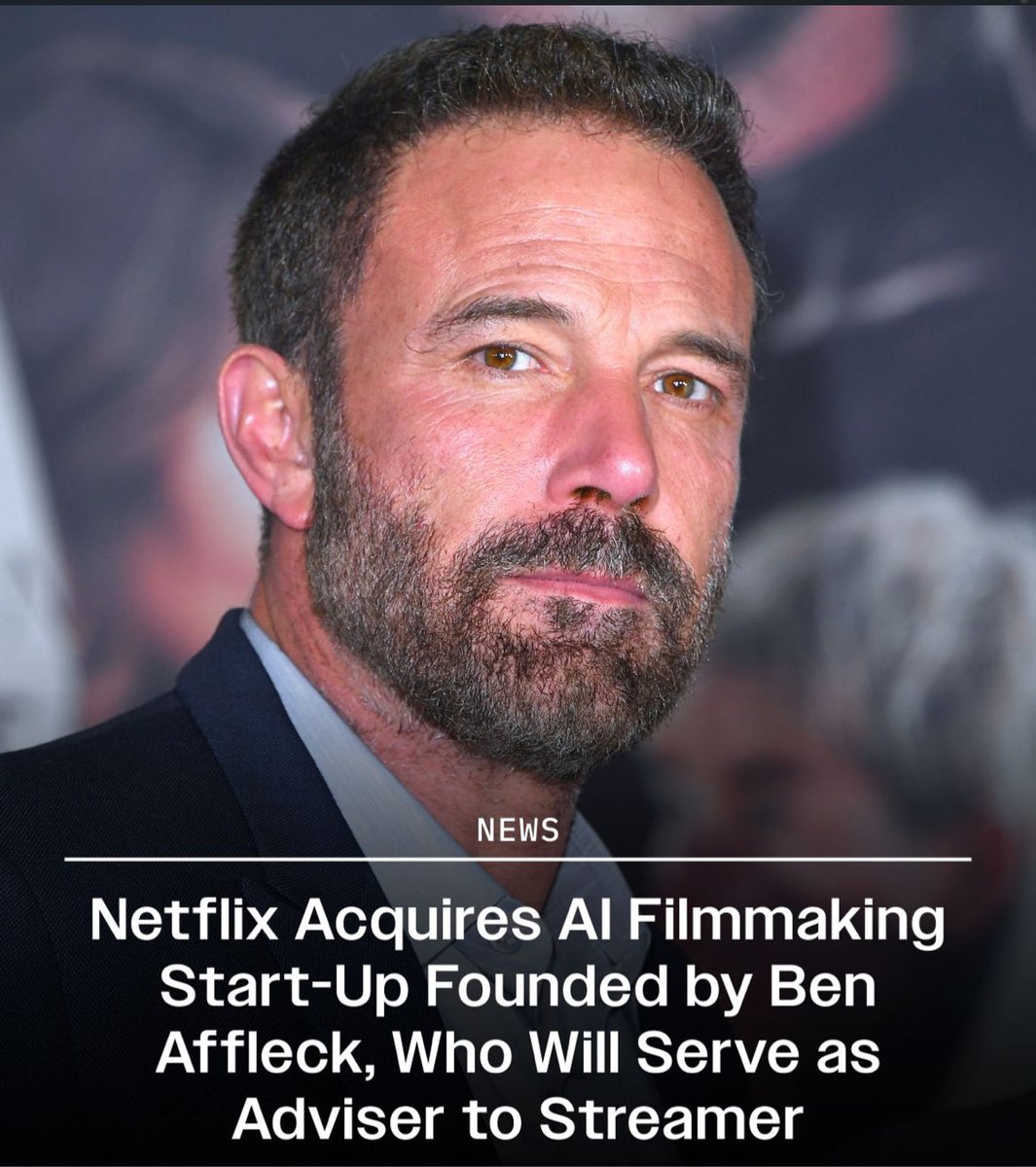 INN2046's tweet photo. Netflix just acquired Ben Affleck’s secret AI startup 

Affleck founded Interpositive in 2022 after watching early AI tools fail to understand actual filmmaking. He spent two years building something different.

Interpositive doesn’t generate movies from text prompts like Sora. It doesn’t replace actors or writers (yet). It solves the technical grunt work that gets in the way of creativity.

Upload your dailies - the raw footage shot each day. Interpositive builds a custom AI model trained on YOUR footage. Then use it to relight scenes, remove stunt wires, fix backgrounds, reframe shots, correct lighting mistakes, add VFX.

All the tedious post-production work that takes weeks and costs millions - automated. 

Affleck trained it on controlled soundstage footage to understand visual logic, editorial consistency, and cinematic rules under real production challenges. It’s designed for filmmaking technique, not performance.

Netflix acquired the entire 16-person team. Affleck joins as senior advisor. The tech will be available to Netflix’s creative partners, not sold commercially.

Follow @INN2046 for insights that go beyond reporting the news. 

Source image: Variety