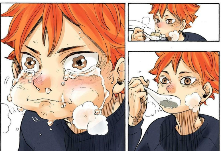belatinysun's tweet photo. the connection shoyo has with food touches me deeply. he makes a point of eating well even during difficult times as he knows everything needs to be taken calmly, one step at a time; eating well &amp; taking care of his own body is a beautiful act of self-love that he cherishes 🫶🧡 https://t.co/v2Sjkk97kQ