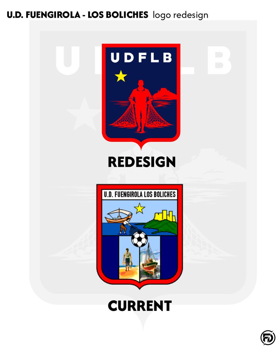 f8_design's tweet image. Rediseño conceptual del escudo del U.D. Fuengirola Los Boliches.

#udfuengirolalosboliches #fuengirola #footballdesign #rebranding #logoredesign