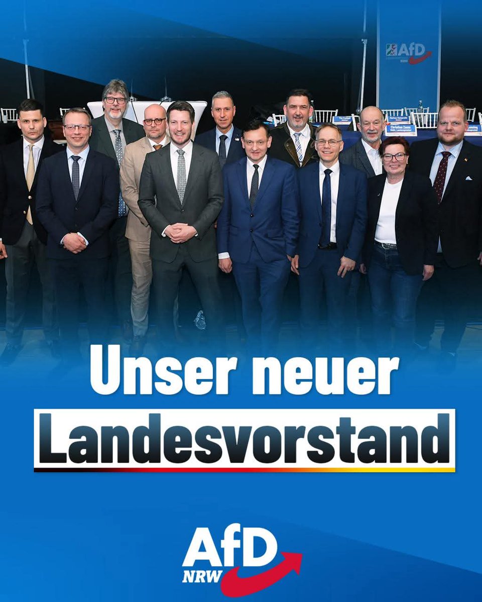 ++ AfD NRW wählt neuen Landesvorstand und bestätigt Dr. Martin <a href="/Vincentz_AfD/">Dr. Martin Vincentz</a> an der Spitze ++

Der Landesparteitag der #AfD #NRW hat am Samstag, 07.03.2026, turnusgemäß einen neuen Landesvorstand gewählt. Etwas mehr als ein Jahr vor der Landtagswahl 2027 stellten 500 Delegierte