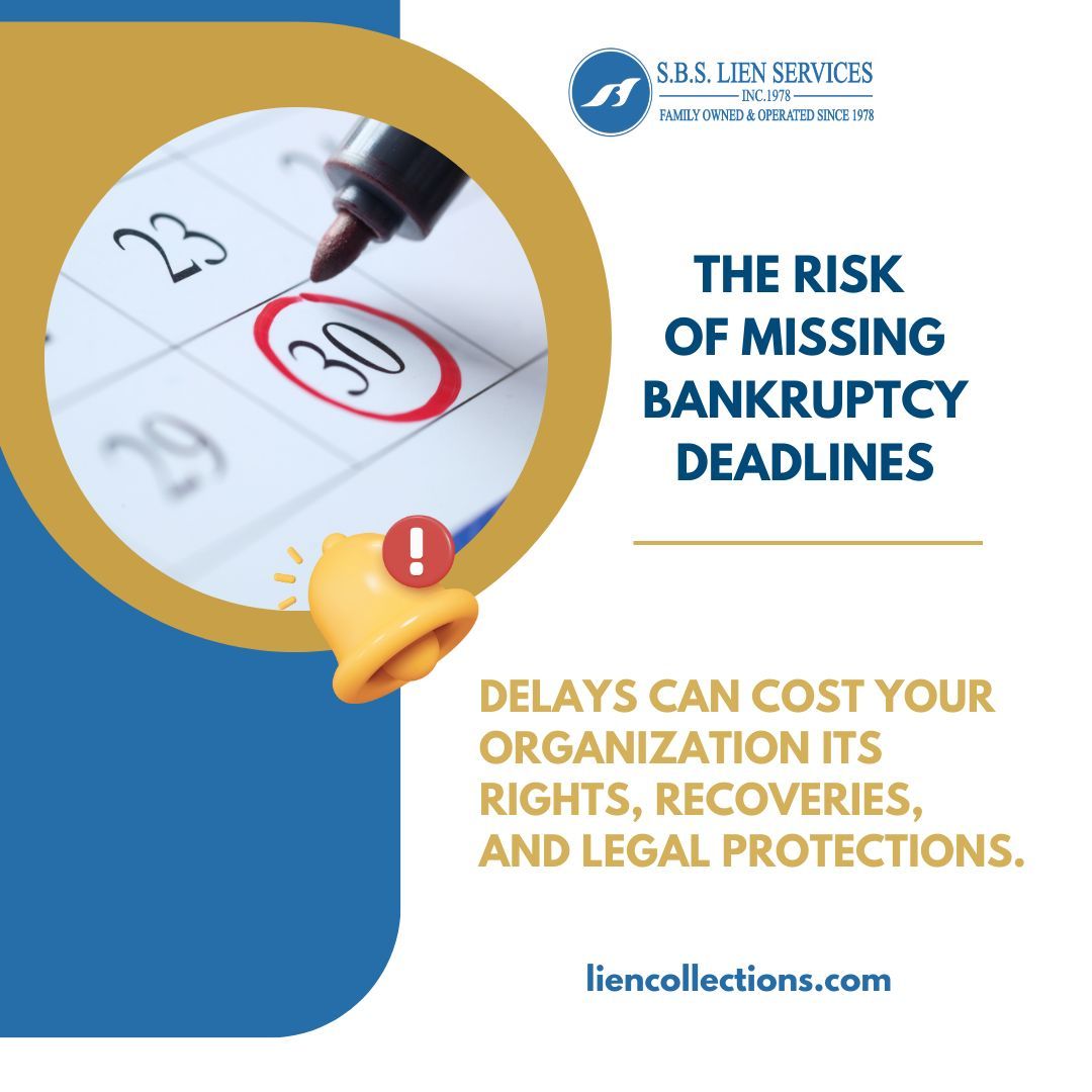 SBSLienServices's tweet photo. Bankruptcy deadlines are strict. One missed filing can cost you recovery rights.

S.B.S. Lien Services tracks every deadline with precision to help safeguard your claim.

🔗 https://t.co/VGKqZdxBUz

#HOACollections #BankruptcyCompliance #SBSSimplifies https://t.co/kcYZ7Ut5uY