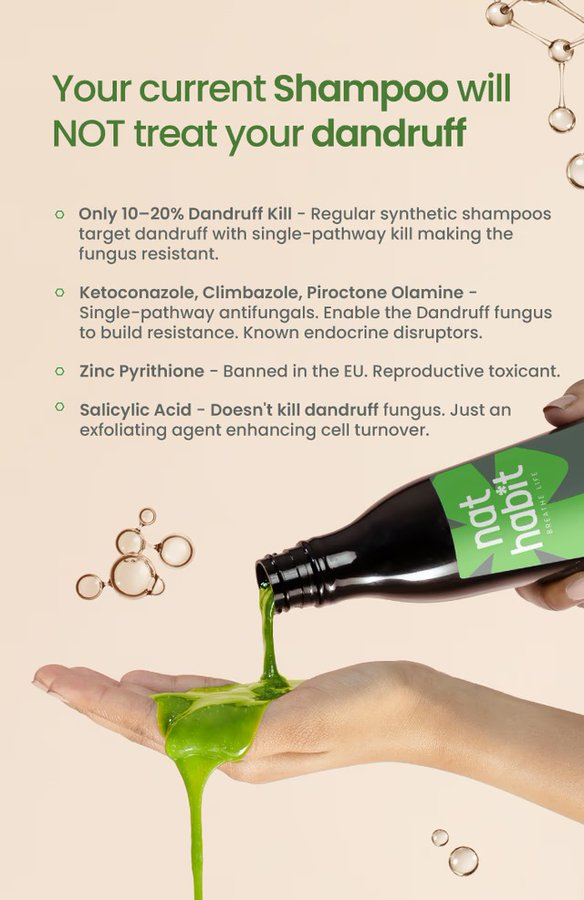 nOnecaresreally's tweet photo. Is @NatHabit’s new "Scalp Science" actually a breakthrough, or just peak Ayurveda marketing, @ascionline @jagograhakjago ?  
They just launched "FlakeZero™ technology" with 5% Beracyl™, claiming it kills 99.9% of fungus in 2 mins.  

Are we buying cure or just a vibe ? 🔍 https://t.co/8DTJF16vFI