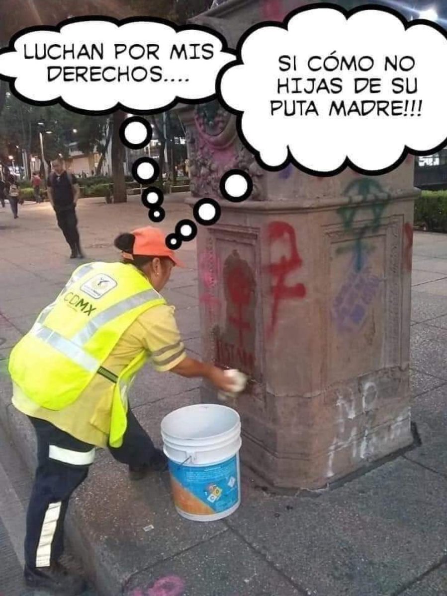 MiguelPantojaMD's tweet photo. @RaulAragonLoya Hoy es día de 'LAS OTRAS MUJERES' (Las que limpian desmadres vandalismo destrucción de las #feministas #feminazis #femiorcos #PobrecitaDeMiCómoSufro #EquidadDeGénero #CuotasDeGénero #machismo #misoginia #patriarcado #PinchesHombres #MalditosHombres #MueranLosHombres etc.) #8meme https://t.co/iQfrly4GtJ
