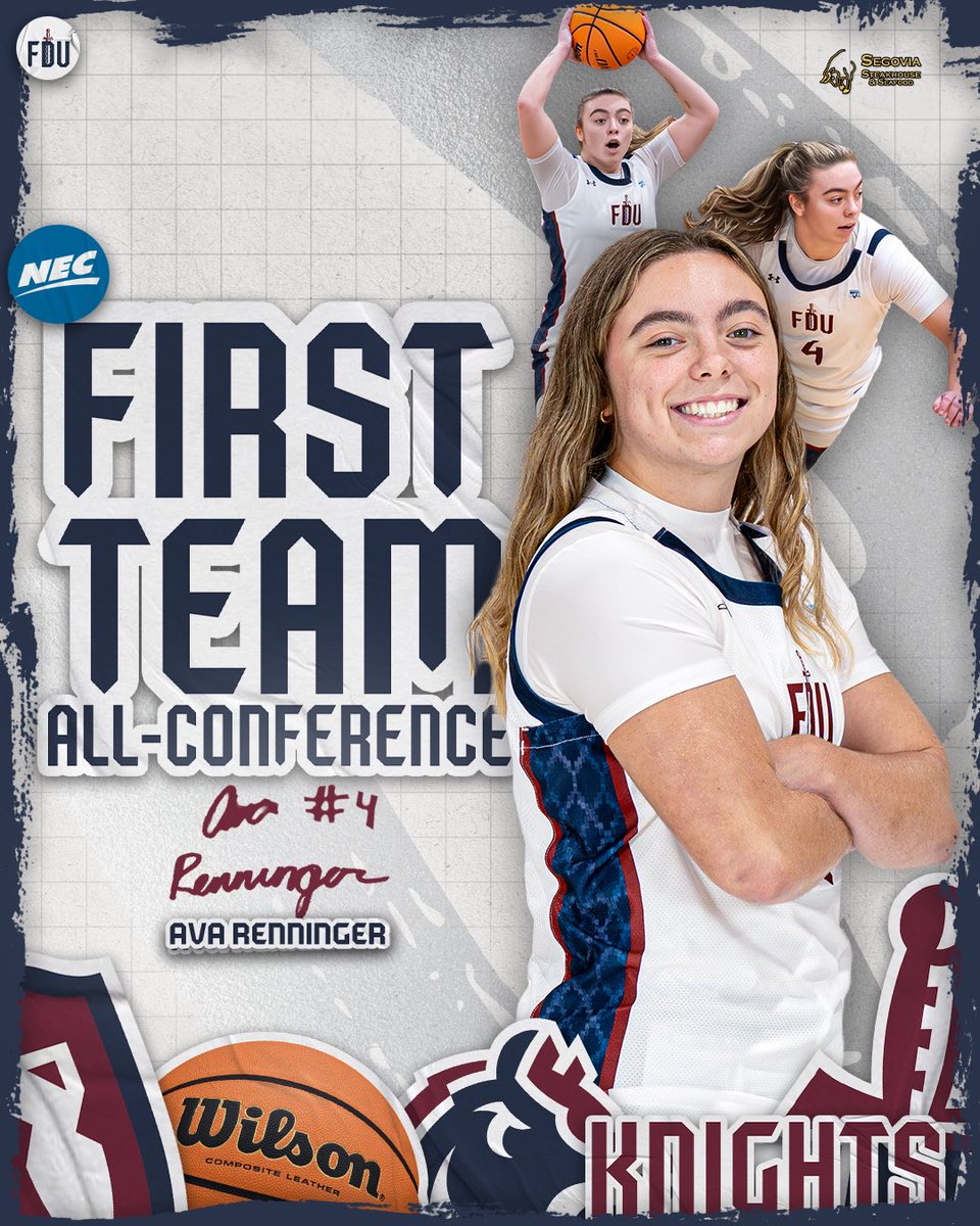 FDUKnightsWBB's tweet image. THE GENERAL STRIKES AGAIN. 🪖

Ava Renninger was named to the All-NEC First Team for the second straight season!!

#uKNIGHTED | #NECWBB