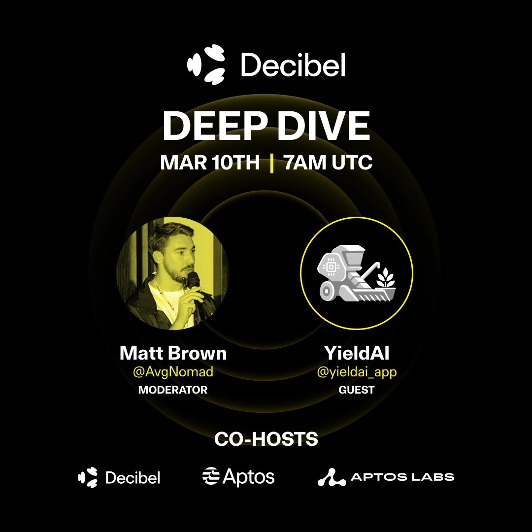 Most portfolio trackers just let you watch your net worth move.

YieldAI lets you act on it.

<a href="/yieldai_app/">Yield AI</a> integrated Decibel directly into their dashboard: real-time vault tracking, perp management, and execution without switching tabs.

Join <a href="/AvgNomad/">Mr.Brown 🔊</a> &amp; the team tomorrow 👇