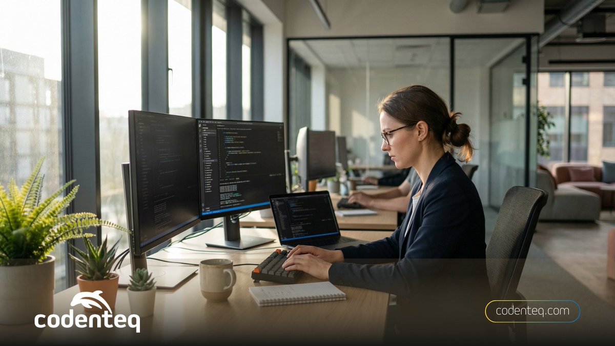 Yazdığımız her satır kodun, kurduğumuz mimarilerin ve açık kaynak ekosisteminin temelinde kadın mühendislerin görünmez emeği var. Geleceği kodlayan tüm kadınların 8 Mart Dünya Kadınlar Günü kutlu olsun! 💻✨ #Codenteq #8Mart #WomenInTech #Yazılım