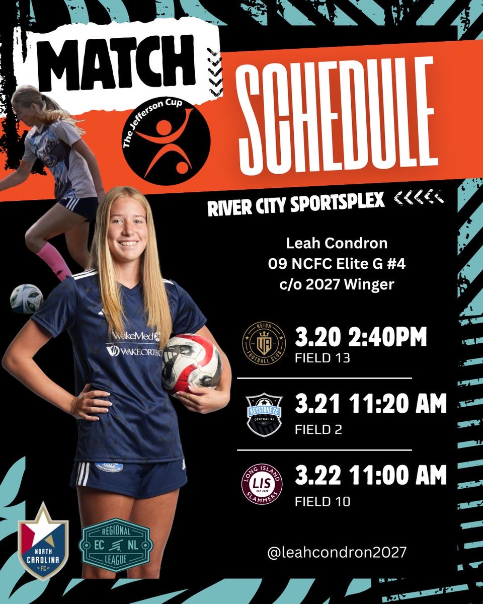 LeahCondron2027's tweet photo. Excited to compete at Jeff Cup in a couple weeks! Come see me play!! 🔥⚽️🏆
@ImYouthSoccer @ImCollegeSoccer @TheSoccerWire @jeffersoncup @TopDrawerSoccer @NCFC_Youth @ECNLgirls https://t.co/NZSkB1elMg