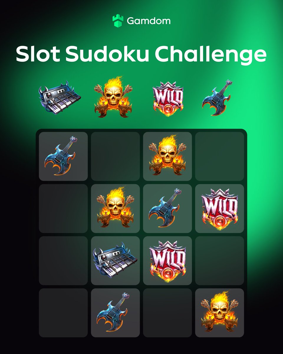 Solve the Sudoku: no repeats in rows or columns! 🎰

🔢 Drop your answer + GamdomID
💚 Like &amp; 🔄 Repost for a shot at FREE spins!

*KYC Lvl 2 verified Gamdom users only.