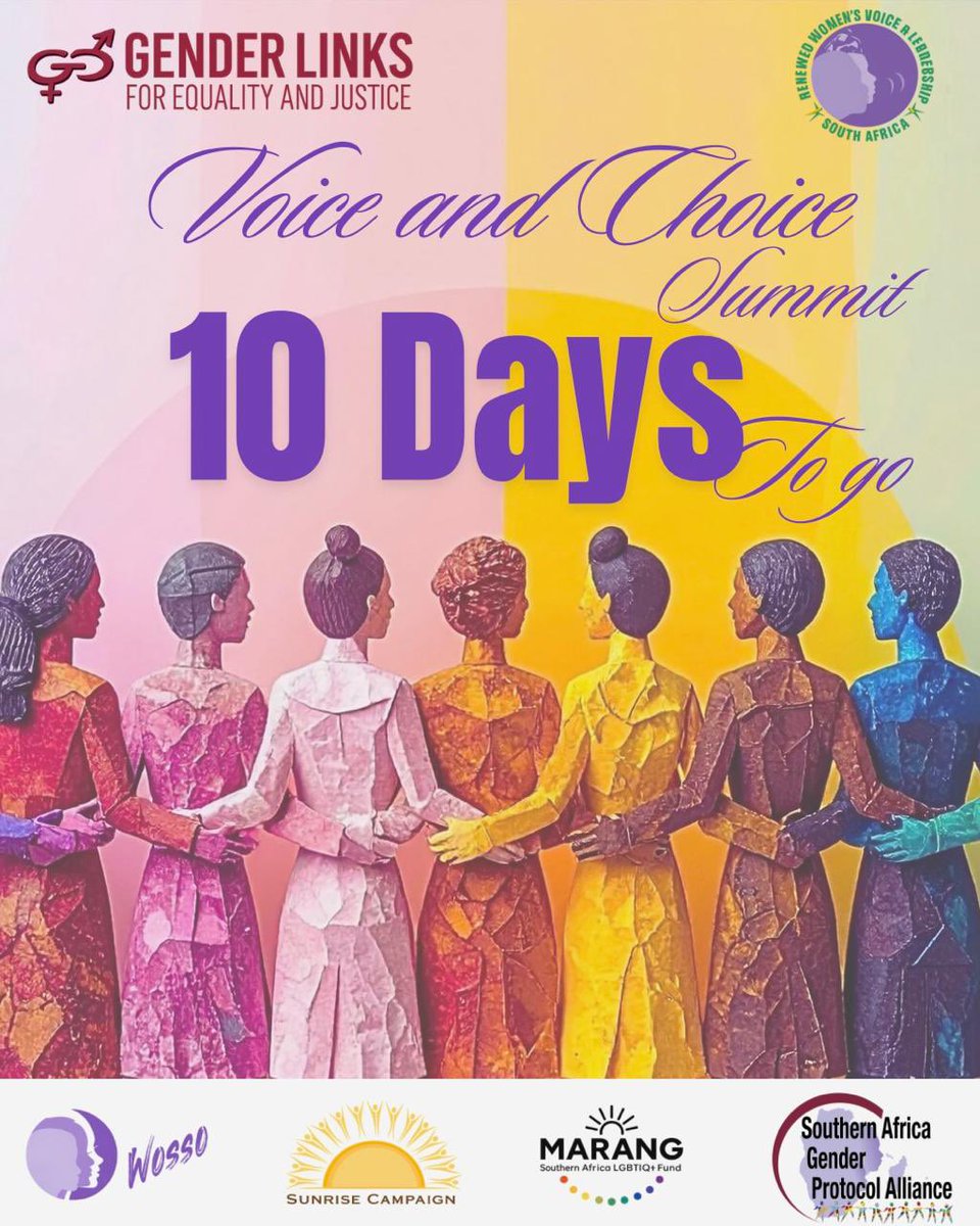 GenderLinks's tweet photo. The clock is ticking!
We’re counting down to the 2026 Voice and Choice Summit. Powerful conversations. Inspiring leaders. Real impact.
#Voiceandchoicesummit #pushforward4equality #unitedwestand #25yearsofimpact #countdowntoglsummit https://t.co/hWiG0uKGM7