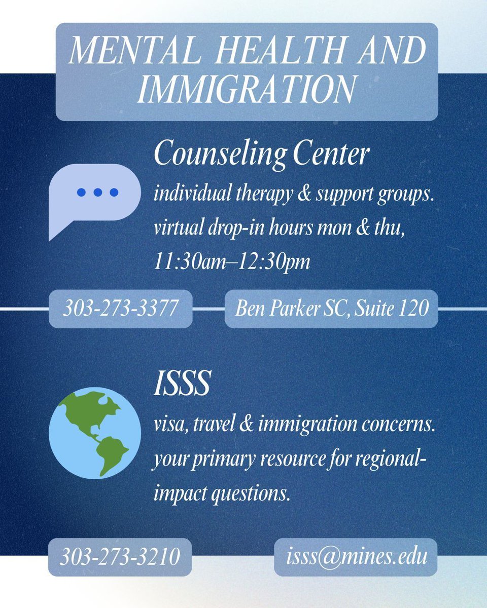 ArthurLakesLib's tweet photo. Campus support is available for students impacted by recent events in the Middle East. 

Swipe to learn about resources for:
→ Academic &amp; personal advocacy
→ Mental health support
→ Visa &amp; immigration concerns
Reach out to any of the offices listed — they are here for you. https://t.co/QsRBtegHcd