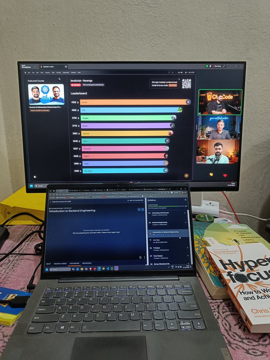 Samrat4488's tweet photo. Day 66/365
Climbed from rank 431 → 39 out of 800 participants. 📈
Today’s learning: HTTP methods, status codes, Node.js runtime basics, and TypeScript fundamentals.
@Hiteshdotcom @ChaiCodeHQ @piyushgarg_dev @nirudhuuu @yntpdotme #365DaysOfLearning 🚀 https://t.co/VuUZCQhnXX