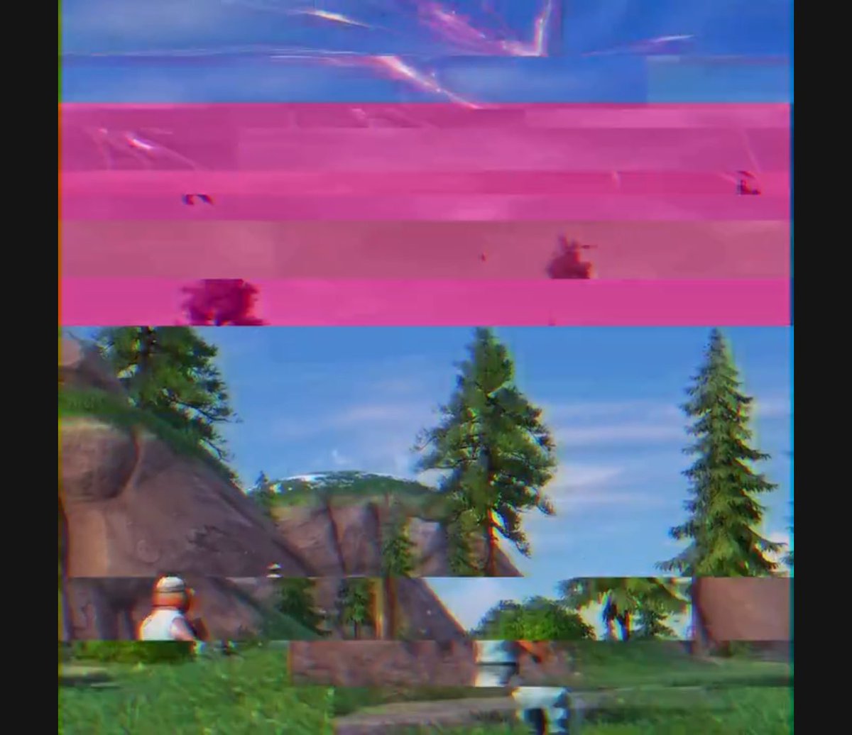 TheHopeFn's tweet photo. @Fortnite In the 2nd picture you can see a Face Unless I’m crazy and the glitches mean nothing i think they are actually teasing something on the 1st picture if you look at the purple glitch you can see people gliding in. Though these may mean nothing and im just going crazy. https://t.co/bwj5TK5vDr