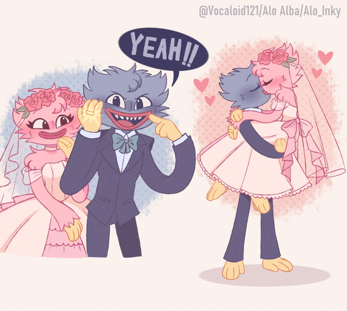 alo_inky's tweet photo. Day 7 (veryy lateee): Marriage 💍🌹🩷💙
And with this I complete Lovebite week ✨🥺💕
in another life (or in my AU) they did have their wedding 🥹💖

#poppyplaytimechapter5 #poppyplaytime #huggywuggy #kissymissy #lovebiteweek https://t.co/FPVi6K2bCa