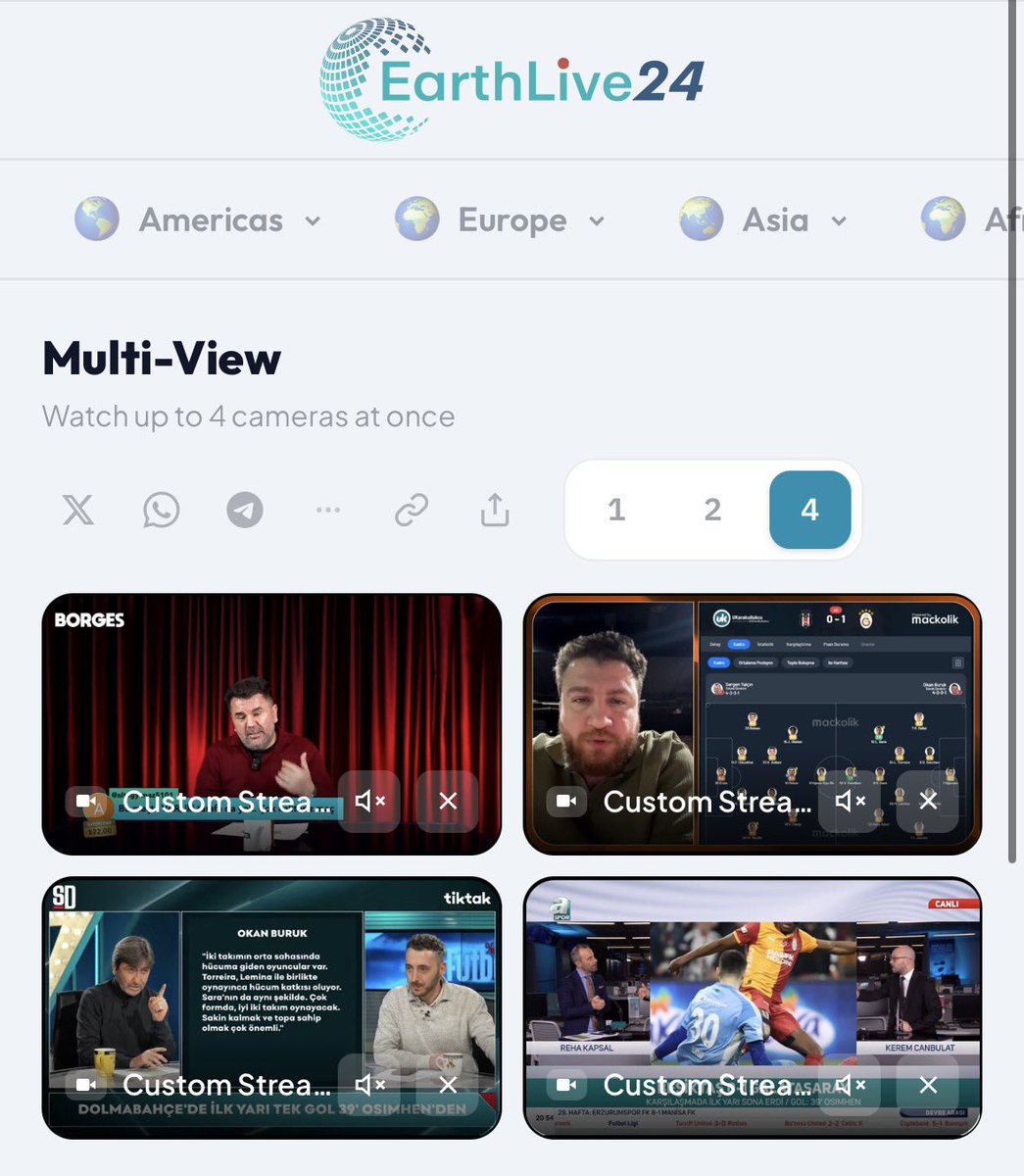 earthlive24com's tweet photo. Beşiktaş – Galatasaray derbisinde devre arası hangi yayını izleyeyim diye düşünüyorsan hepsini aynı anda takip edebilirsin.

Farklı YouTube canlı yayınlarını tek ekranda izlemek için tıkla 👇
https://t.co/nnOpANxcCC

#GSvBJK #Galatasaray #Besiktas #SuperLig #CanliYayin #Multicam https://t.co/M2UZyT89AW