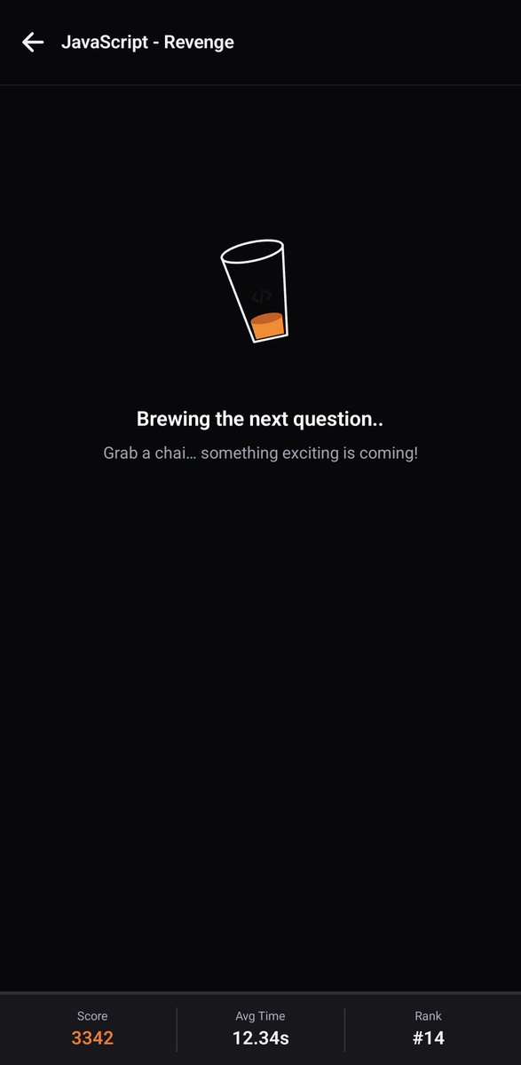 sayantan_bal's tweet photo. Today's quiz was on another level.
Rank 441 -> 397 -> 35 -> 7 -> .... -> 14
Will try harder. #rankpush #chohort2026 @ChaiCodeHQ @piyushgarg_dev @devwithjay @Hiteshdotcom https://t.co/eQsQylYJYN
