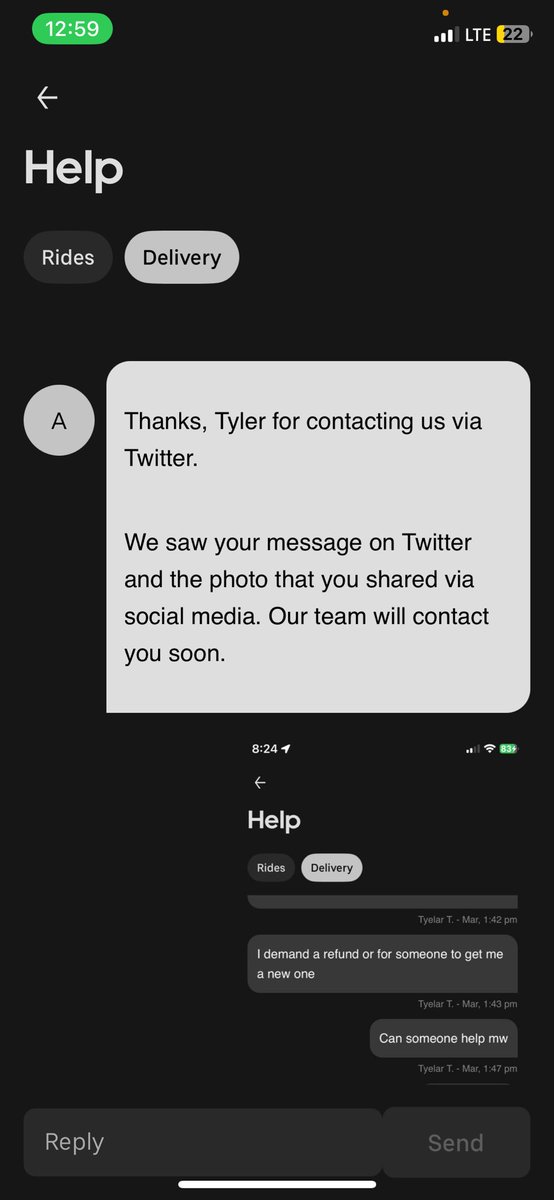 Hddid15's tweet photo. @Uber_Support This is all y’all sent me and i texted y’all back a while ago still no response y’all didn’t even spell my name right like wtf https://t.co/YEc4DUst47