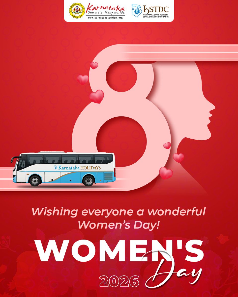 kstdc's tweet image. Today, we celebrate the strength, resilience, and achievements of women everywhere. May their journeys continue to inspire progress and possibility.
Wishing everyone a wonderful Women’s Day. 

#womensday #womensday2026 #kstdc #karnatakatourism #celebratingwomen